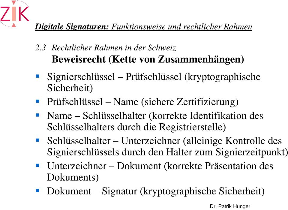 Registrierstelle) Schlüsselhalter Unterzeichner (alleinige Kontrolle des Signierschlüssels durch den Halter zum