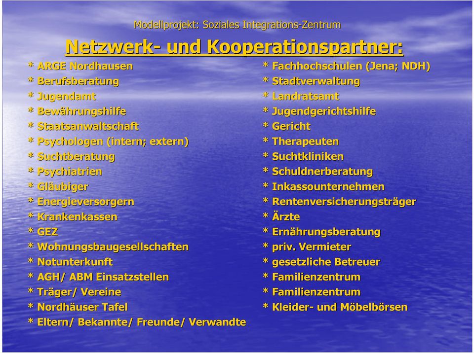 Inkassounternehmen * Energieversorgern * Rentenversicherungsträger * Krankenkassen * Ärzte * GEZ * Ernährungsberatung * Wohnungsbaugesellschaften * priv.