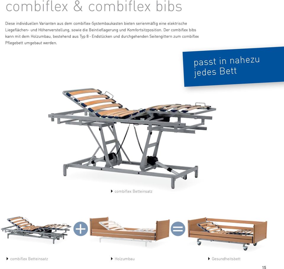 Der combiflex bibs kann mit dem Holzumbau, bestehend aus Typ 8 - Endstücken und durchgehenden Seitengittern zum