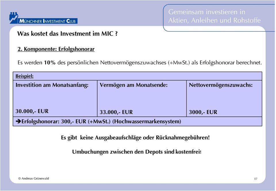 ) als Erfolgshonorar berechnet.