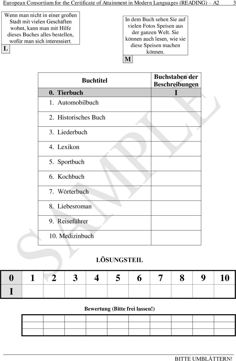 Sie können auch lesen, wie sie diese Speisen machen können. M Buchtitel Buchstaben der Beschreibungen 0. Tierbuch I 1. Automobilbuch 2. Historisches Buch 3.