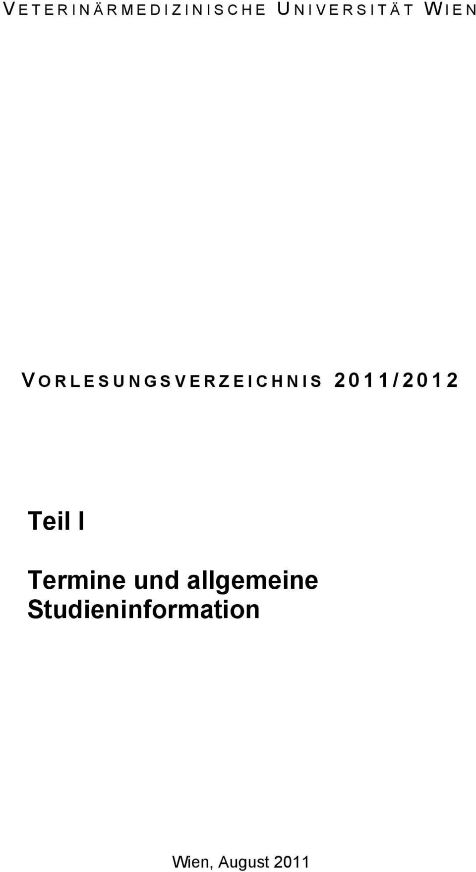 E I C H N I S 2 0 1 1 / 2 0 1 2 Teil I Termine