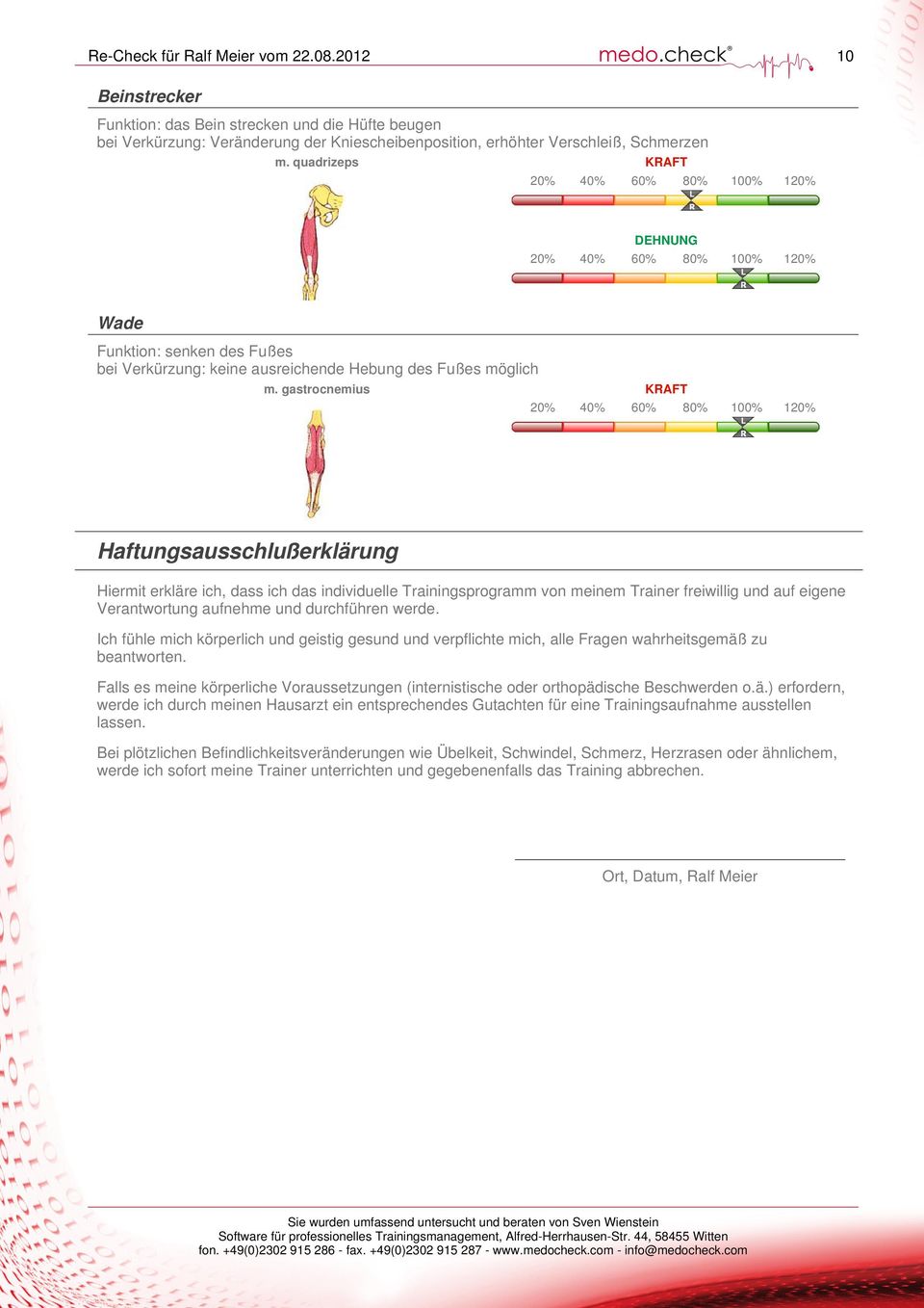 gastrocnemius Haftungsausschlußerklärung Hiermit erkläre ich, dass ich das individuelle Trainingsprogramm von meinem Trainer freiwillig und auf eigene Verantwortung aufnehme und durchführen werde.