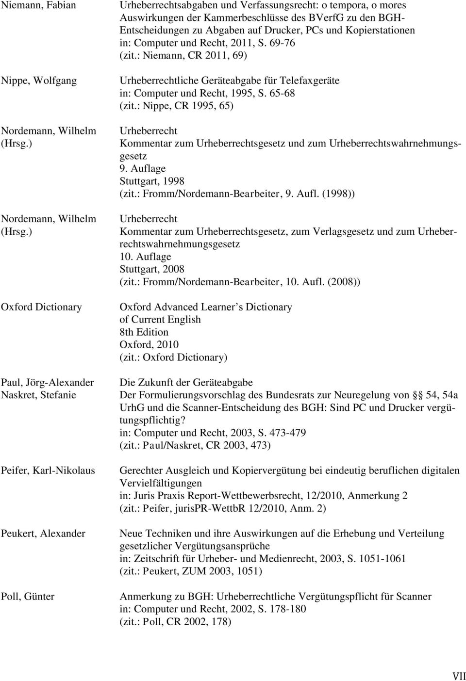 Kammerbeschlüsse des BVerfG zu den BGH- Entscheidungen zu Abgaben auf Drucker, PCs und Kopierstationen in: Computer und Recht, 2011, S. 69-76 (zit.