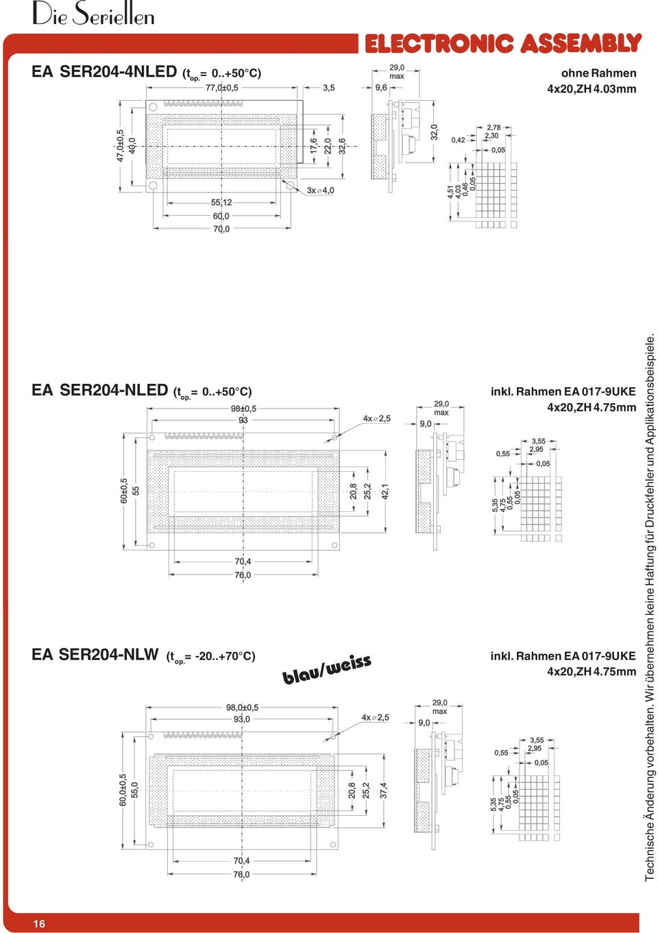 blau/weiss inkl. Rahmen EA 017-9UKE 4x20,ZH 4.