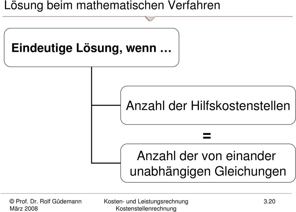 Hilfskostenstellen = Anzahl der von