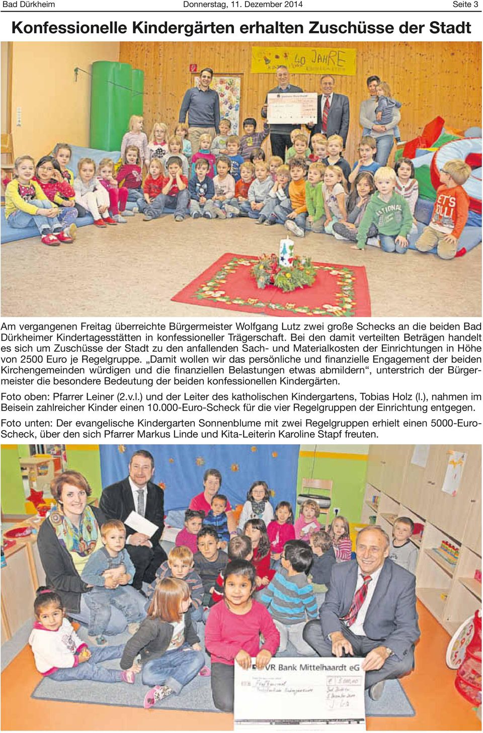 Kindertagesstätten in konfessioneller Trägerschaft.