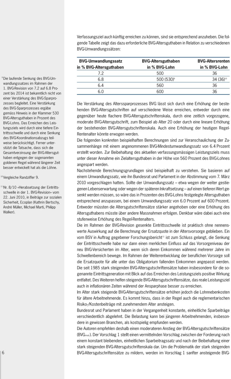 BVG-Revision von 7.2 auf 6.8 Prozent bis 2014 ist bekanntlich nicht von einer Verstärkung des BVG-Sparprozesses begleitet.