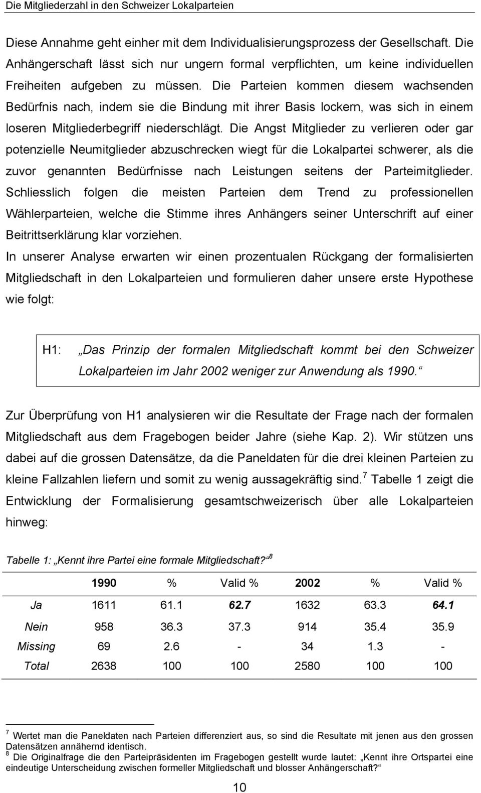 Die Angst Mitglieder zu verlieren oder gar potenzielle Neumitglieder abzuschrecken wiegt für die Lokalpartei schwerer, als die zuvor genannten Bedürfnisse nach Leistungen seitens der Parteimitglieder.