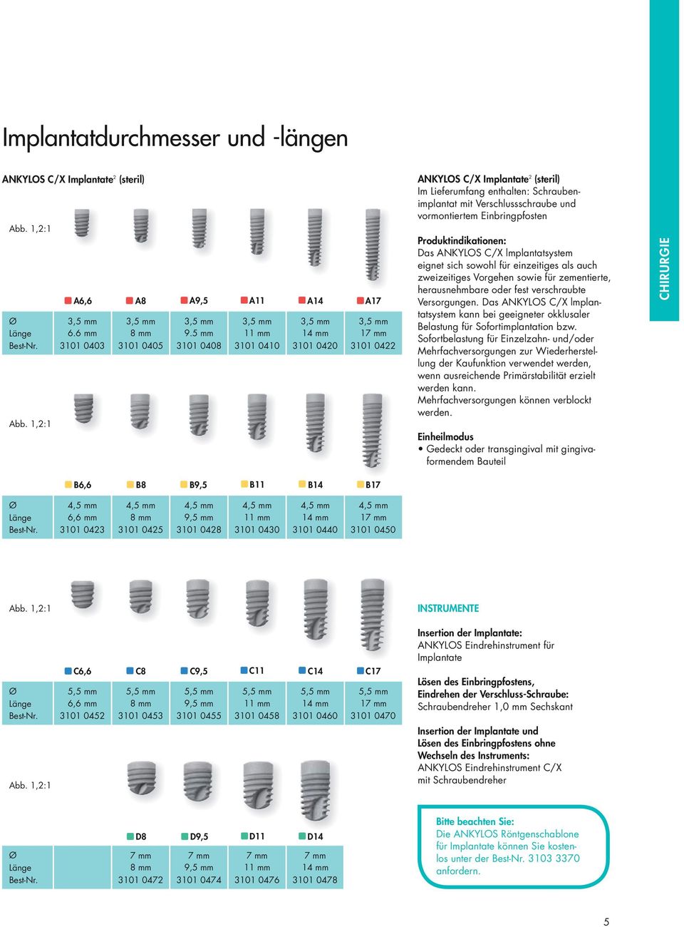 Einbringpfosten Produktindikationen: Das C/X lmplantatsystem eignet sich sowohl für einzeitiges als auch zweizeitiges Vorgehen sowie für zementierte, herausnehmbare oder fest verschraubte