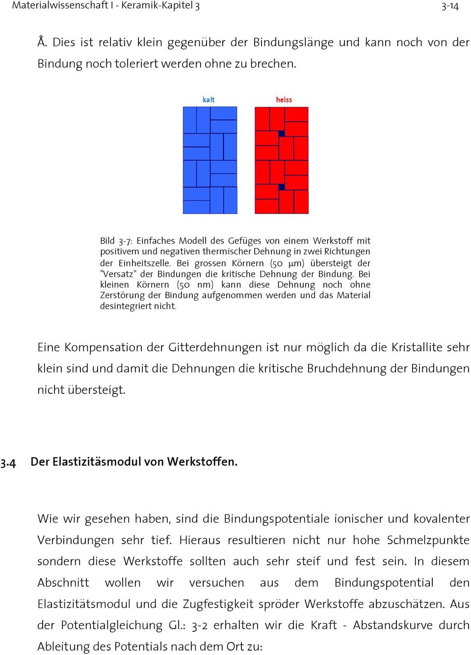 Bei grossen Körnern (5 µm) übersteigt der "Versatz" der Bindungen die kritische Dehnung der Bindung.