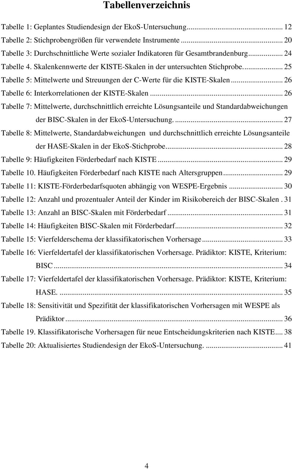 .. 25 Tabelle 5: Mittelwerte und Streuungen der C-Werte für die KISTE-Skalen... 26 Tabelle 6: Interkorrelationen der KISTE-Skalen.