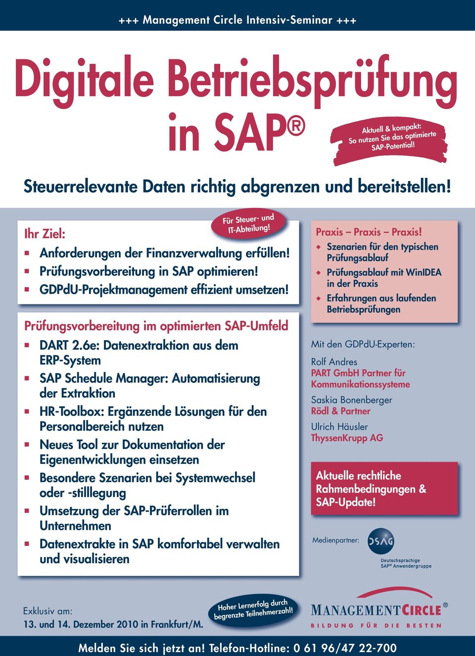 Prüfungsvorbereitung im optimierten SAP-Umfeld Für Steuer- und IT-Abteilung! DART 2.