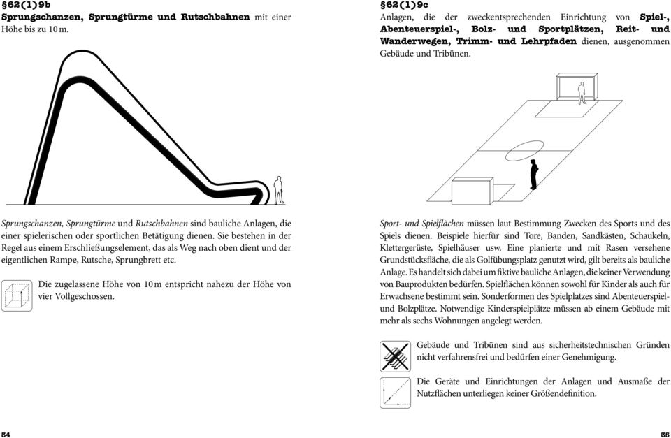 Sprungschanzen, Sprungtürme und Rutschbahnen sind bauliche Anlagen, die ei ner spielerischen oder sportlichen Betätigung dienen.