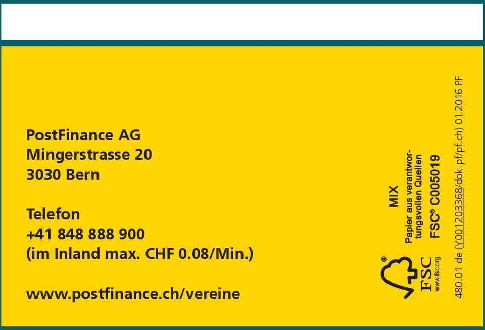 CHF 0.08/Min.) www.postfinance.