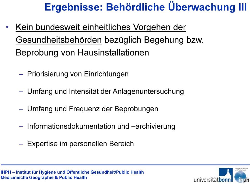 Beprobung von Hausinstallationen Priorisierung von Einrichtungen Umfang und Intensität