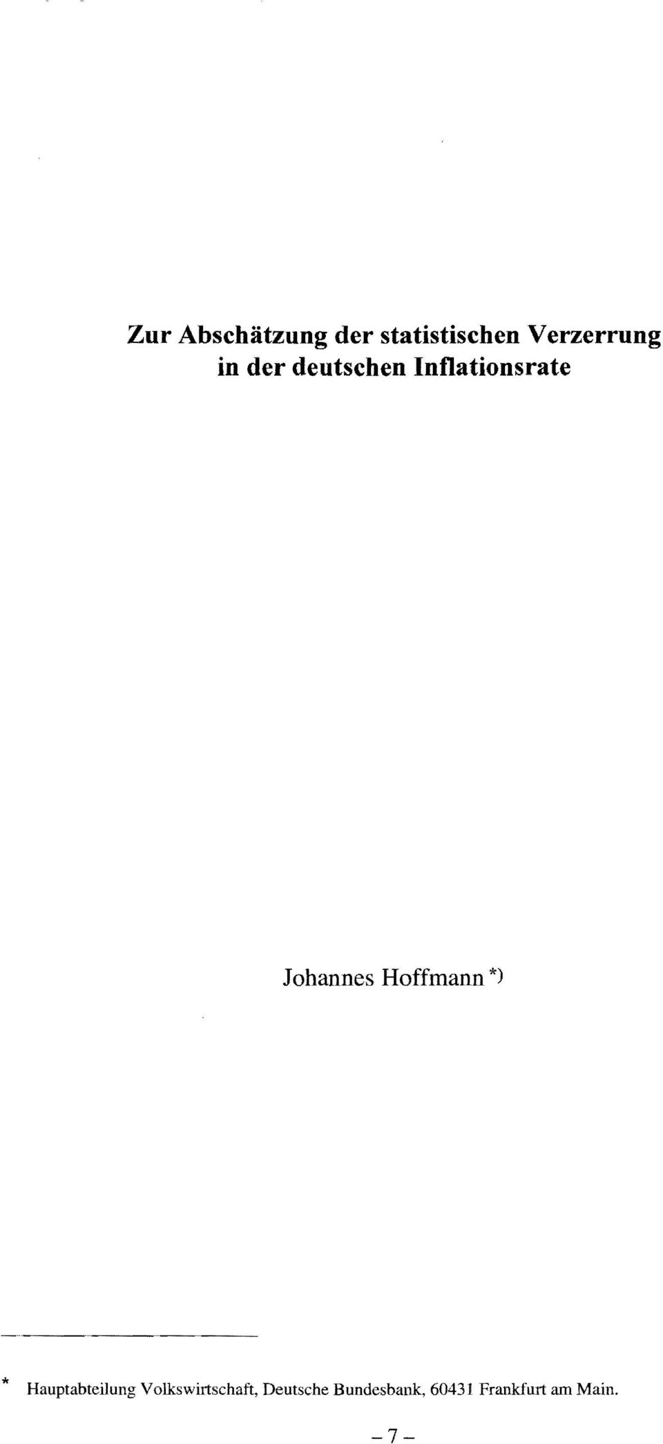 Hoffmann *) * Hauptabteilung