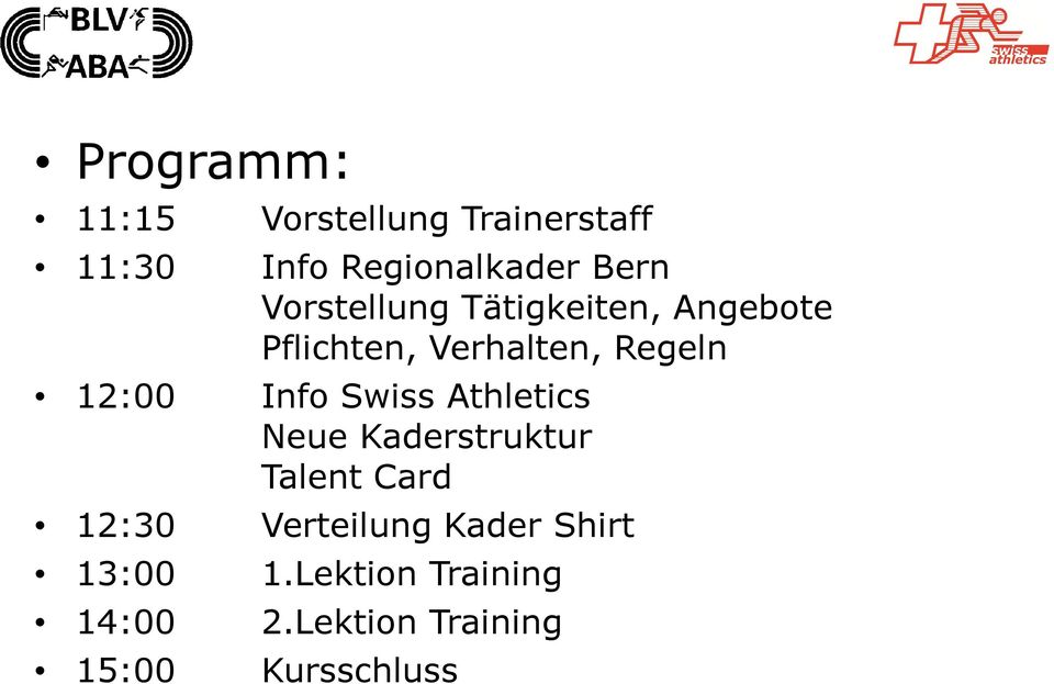 Info Swiss Athletics Neue Kaderstruktur Talent Card 12:30 Verteilung