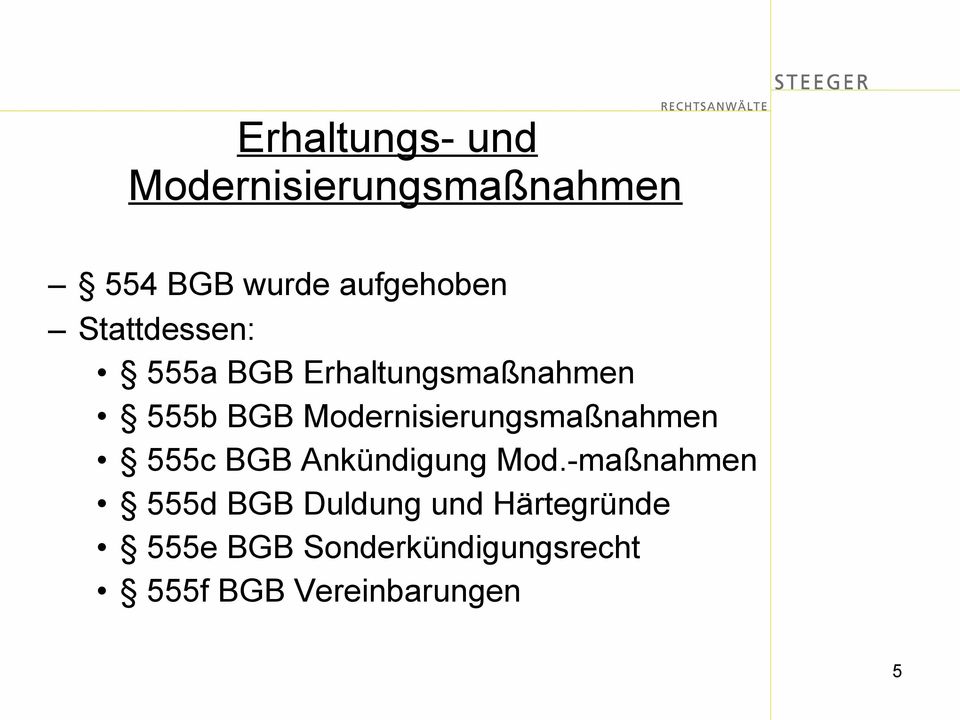 Modernisierungsmaßnahmen 555c BGB Ankündigung Mod.