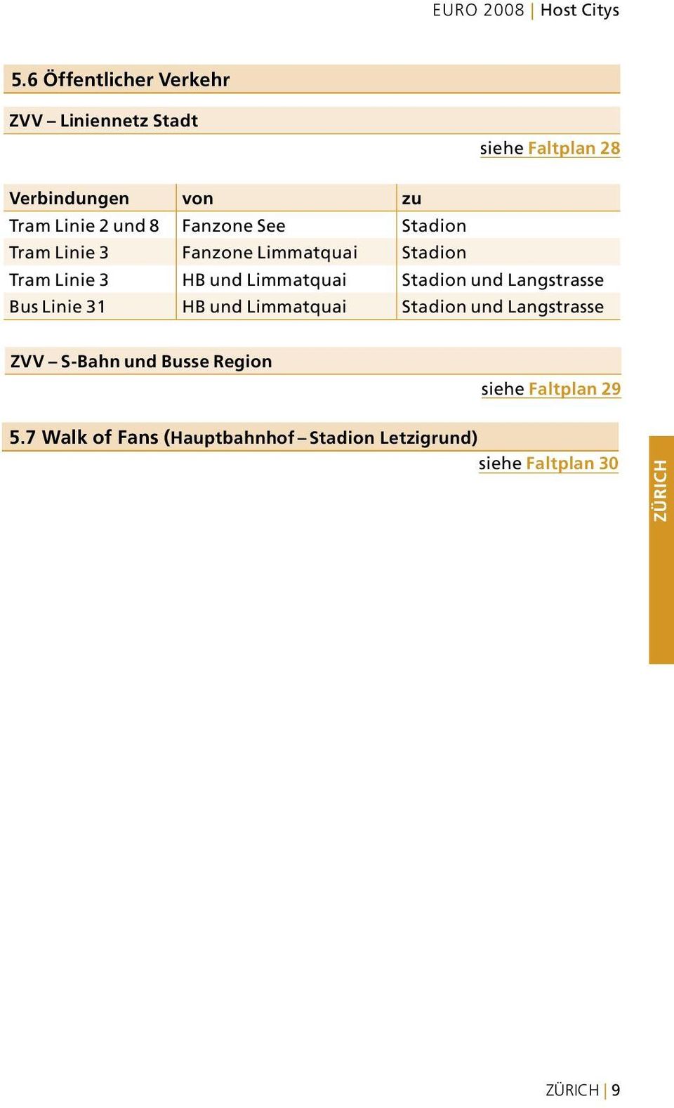 Stadion und Langstrasse Bus Linie 31 HB und Limmatquai Stadion und Langstrasse ZVV S-Bahn und