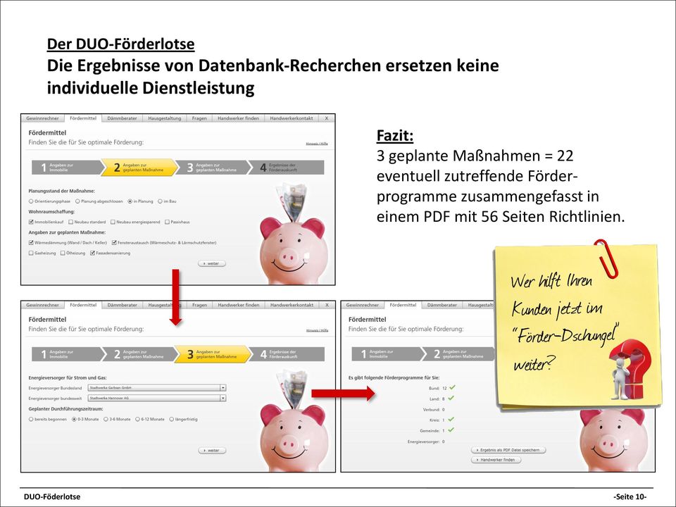 22 eventuell zutreffende Förderprogramme zusammengefasst