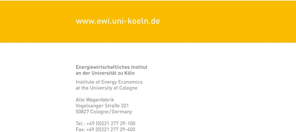 Institute of Energy Economics at the University of Cologne Alte