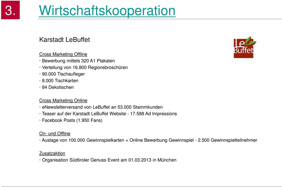 000 Stammkunden Teaser auf der Karstadt LeBuffet Website - 17.588 Ad Impressions Facebook Posts (1.