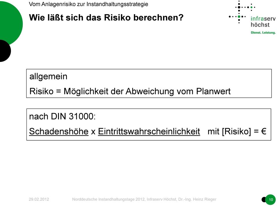 Abweichung vom Planwert nach DIN 31000: