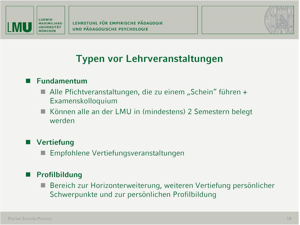 Empfohlene Vertiefungsveranstaltungen Profilbildung Bereich zur Horizonterweiterung, weiteren