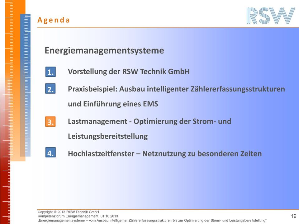 Zählererfassungsstrukturen und Einführung eines EMS Lastmanagement -