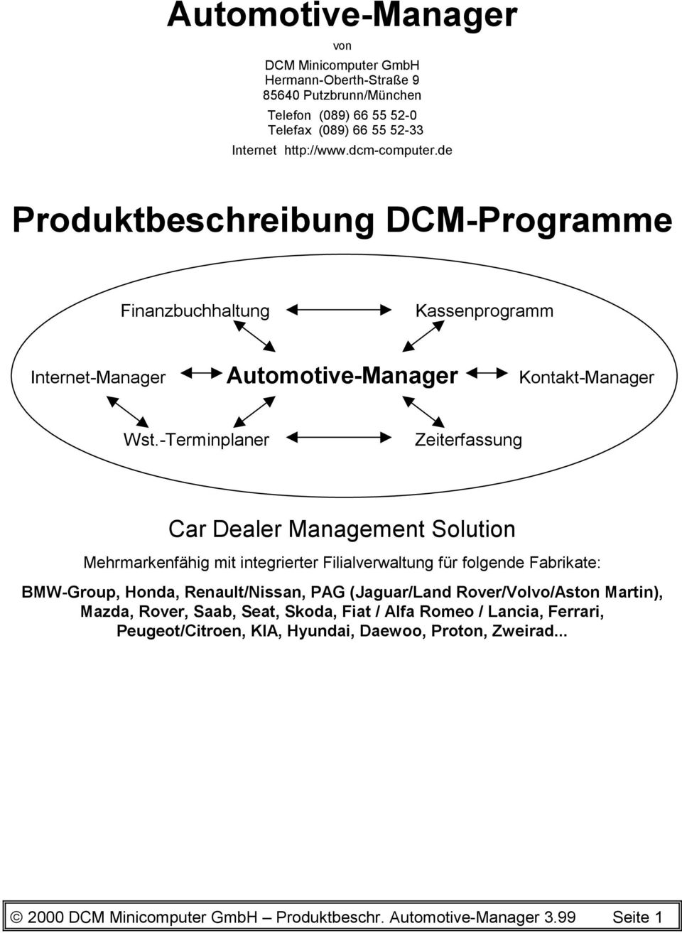 -Terminplaner Zeiterfassung Car Dealer Management Solution Mehrmarkenfähig mit integrierter Filialverwaltung für folgende Fabrikate: BMW-Group, Honda, Renault/Nissan, PAG