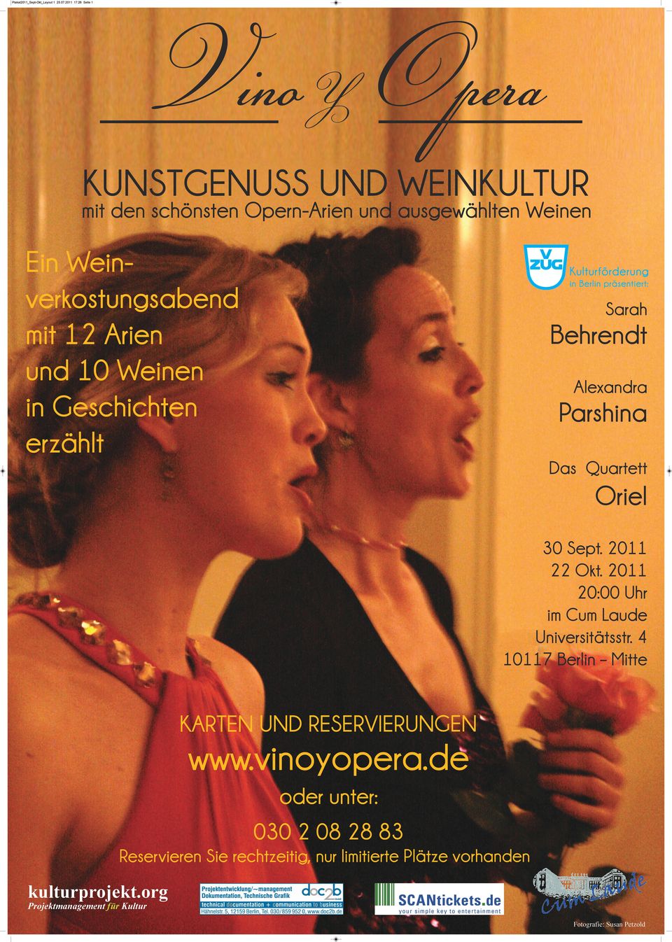 Behrendt Alexandra Parshina Das Quartett Oriel 30 Sept. 2011 22 Okt. 2011 20:00 Uhr im Cum Laude Universitätsstr.