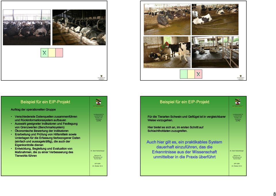 Erfassung tierbezogener Daten (einfach und aussagekräftig), die auch der Eigenkontrolle dienen Entwicklung, Begleitung und Evaluation von Maßnahmen, die zu einer Verbesserung des Tierwohls führen Für