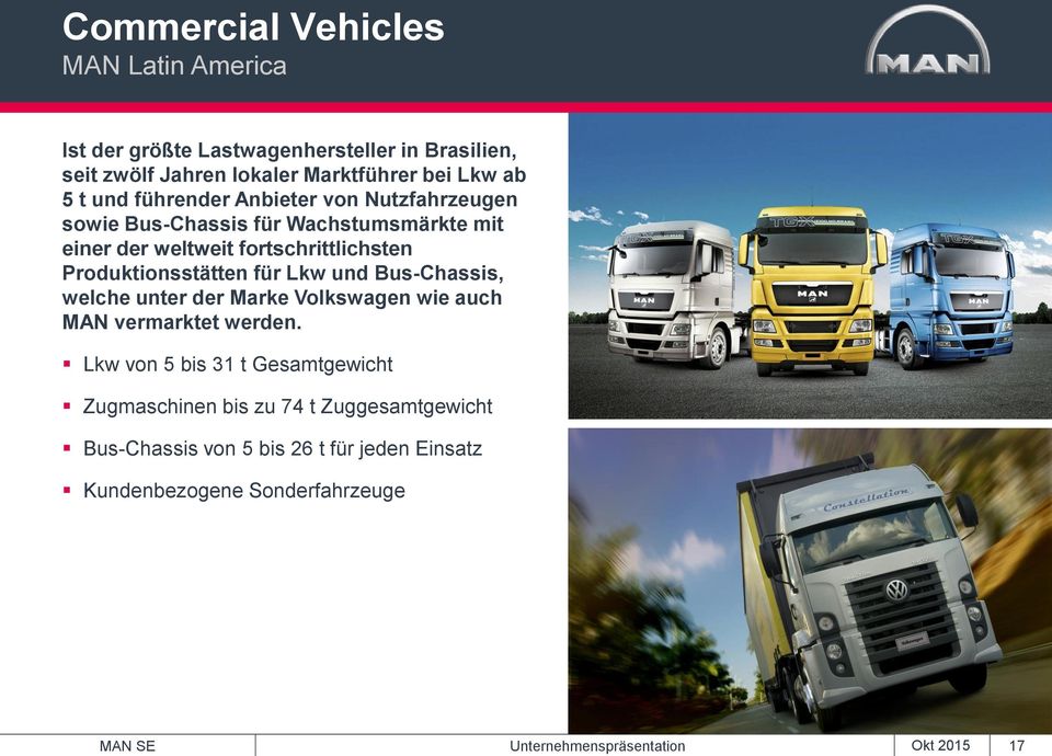 für Lkw und Bus-Chassis, welche unter der Marke Volkswagen wie auch MAN vermarktet werden.