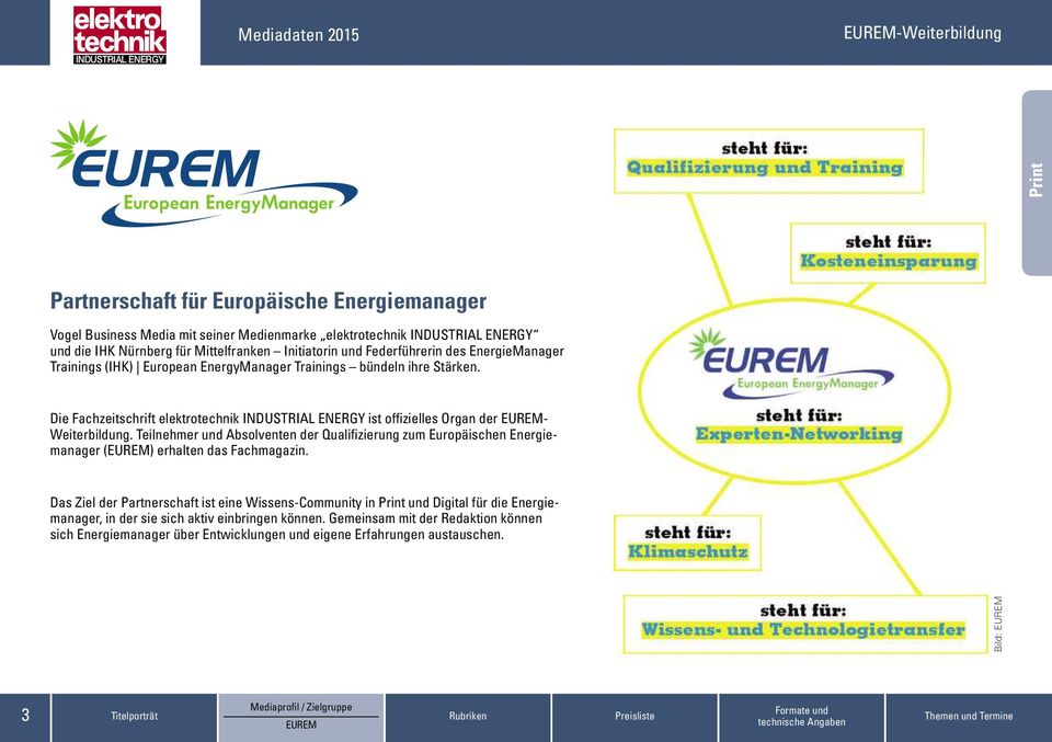 Teilnehmer und Absolventen der Qualifizierung zum Europäischen Energiemanager (EUREM) erhalten das Fachmagazin.