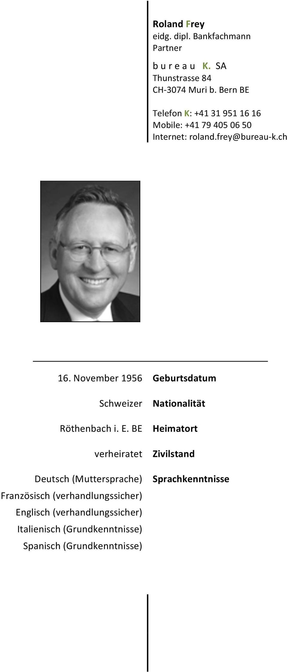November 1956 Geburtsdatum Schweizer Röthenbach i. E.
