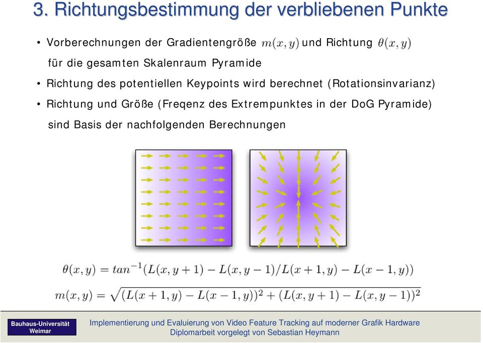 potentiellen Keypoints wird berechnet (Rotationsinvarianz) Richtung und Größe