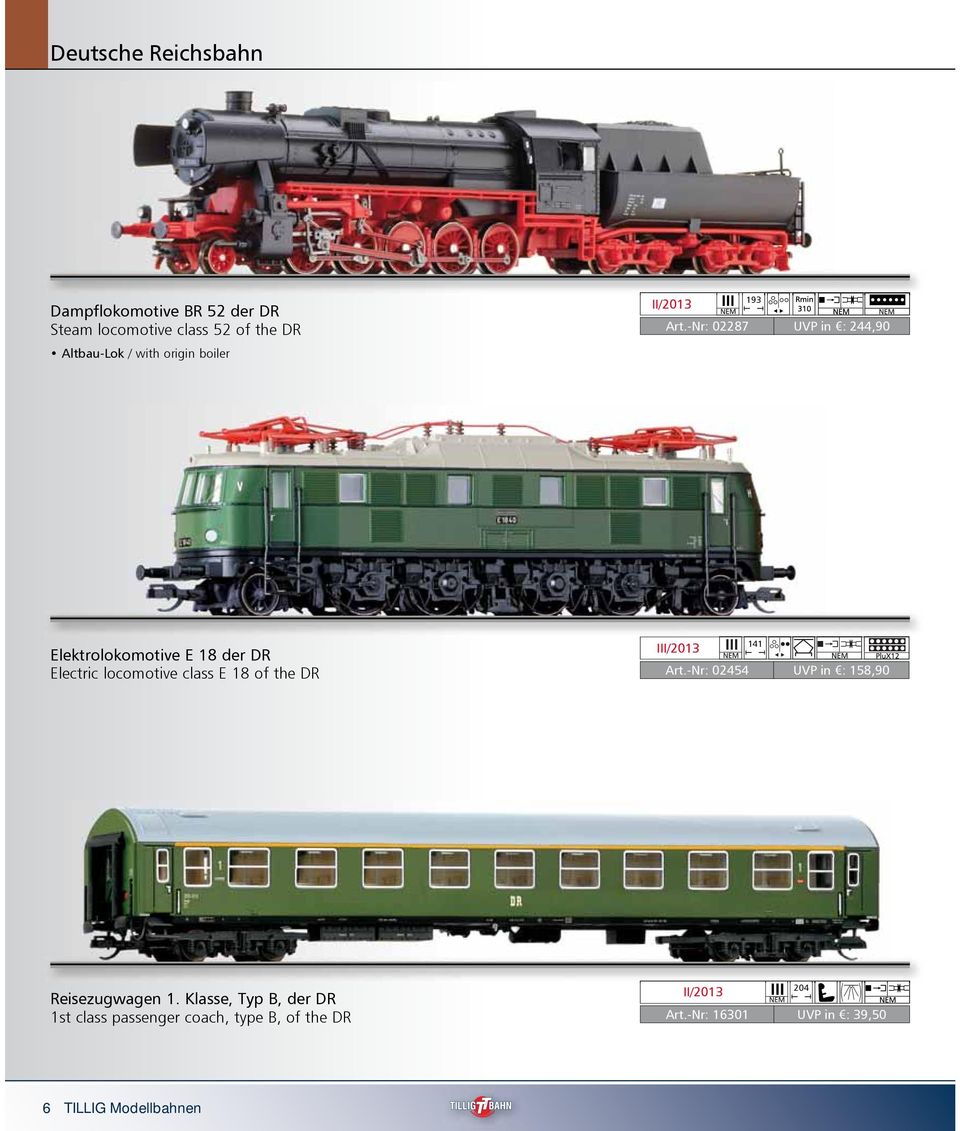 -Nr: 02287 UVP in : 244,90 Elektrolokomotive E 18 der DR Electric locomotive class E 18 of the DR 141