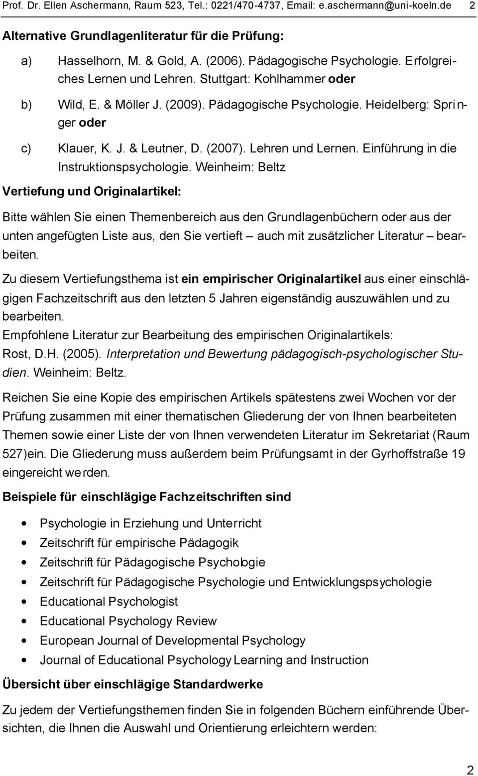 (2007). Lehren und Lernen. Einführung in die Instruktionspsychologie.