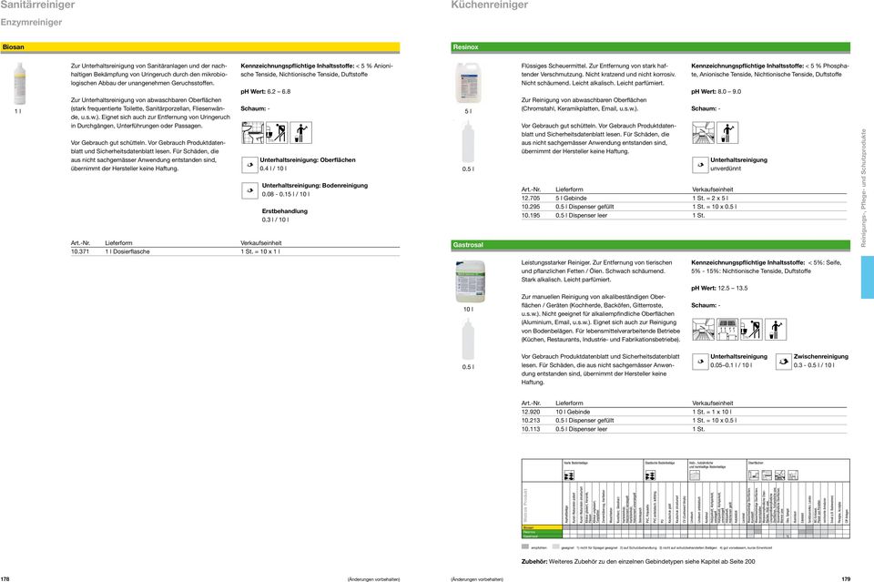 Leicht alkalisch. Leicht parfümiert. Kennzeichnungspflichtige Inhaltsstoffe: < 5 % Phosphate, Anionische Tenside, Nichtionische Tenside, Duftstoffe ph Wert: 6.2 6.8 ph Wert: 8.0 9.