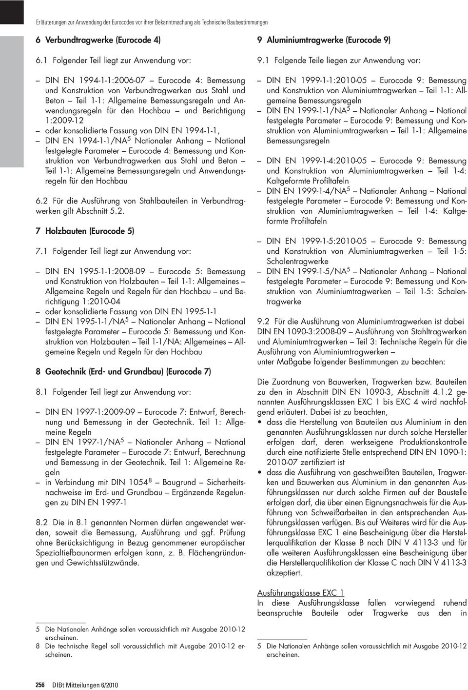 Anwendungsregeln für den Hochbau und Berichtigung 1:2009-12 oder konsolidierte Fassung von DIN EN 1994-1-1, DIN EN 1994-1-1/NA 5 Nationaler Anhang National festgelegte Parameter Eurocode 4: Bemessung