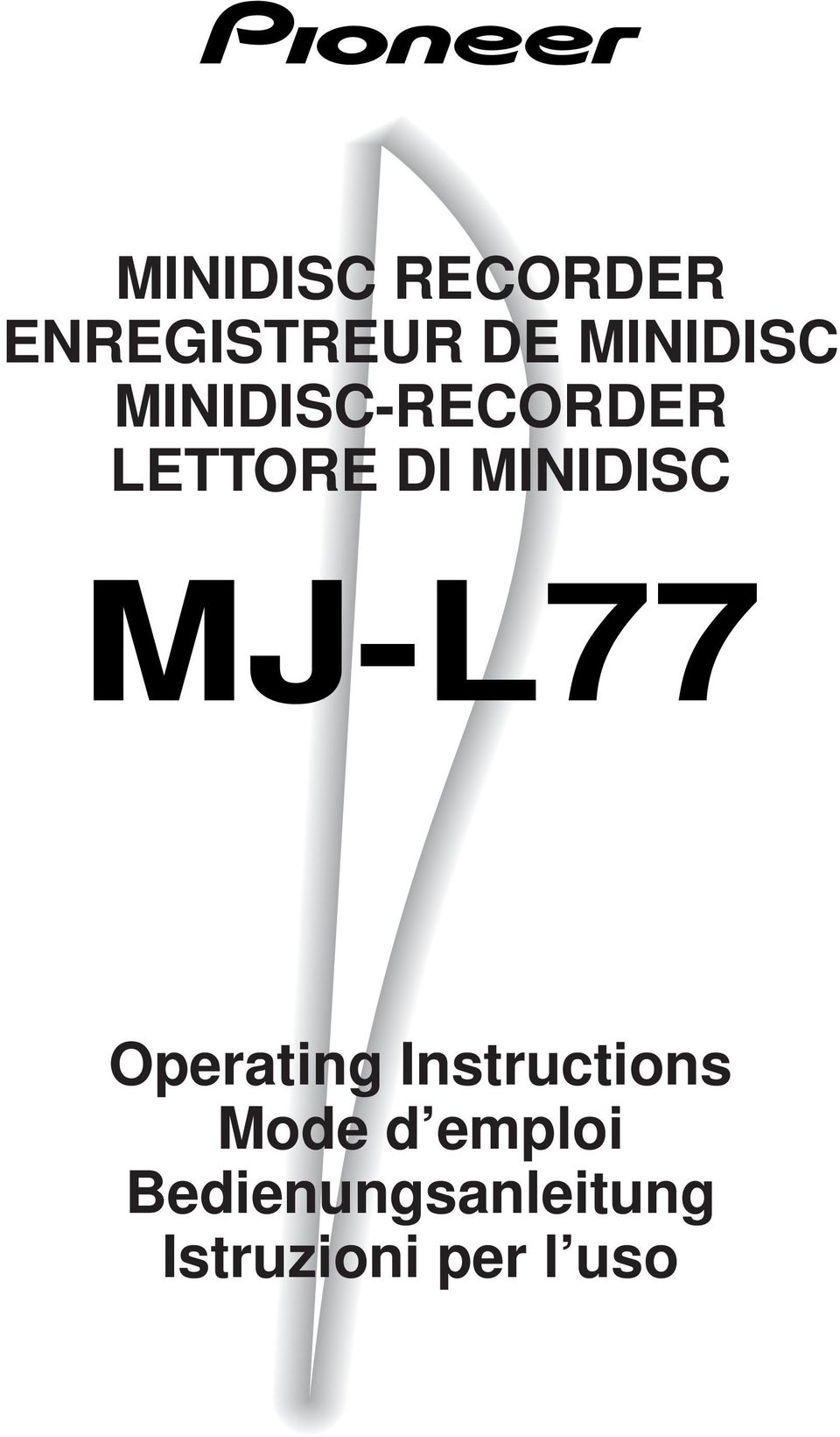 MINIDISC MJ-L77 Operating Instructions