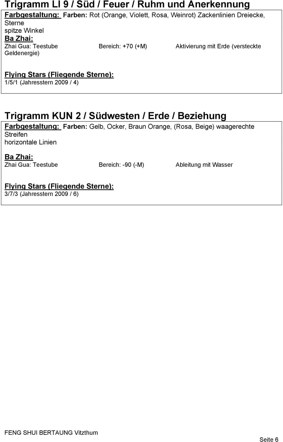 (Jahresstern 2009 / 4) Trigramm KUN 2 / Südwesten / Erde / Beziehung Farbgestaltung: Farben: Gelb, Ocker, Braun Orange, (Rosa,