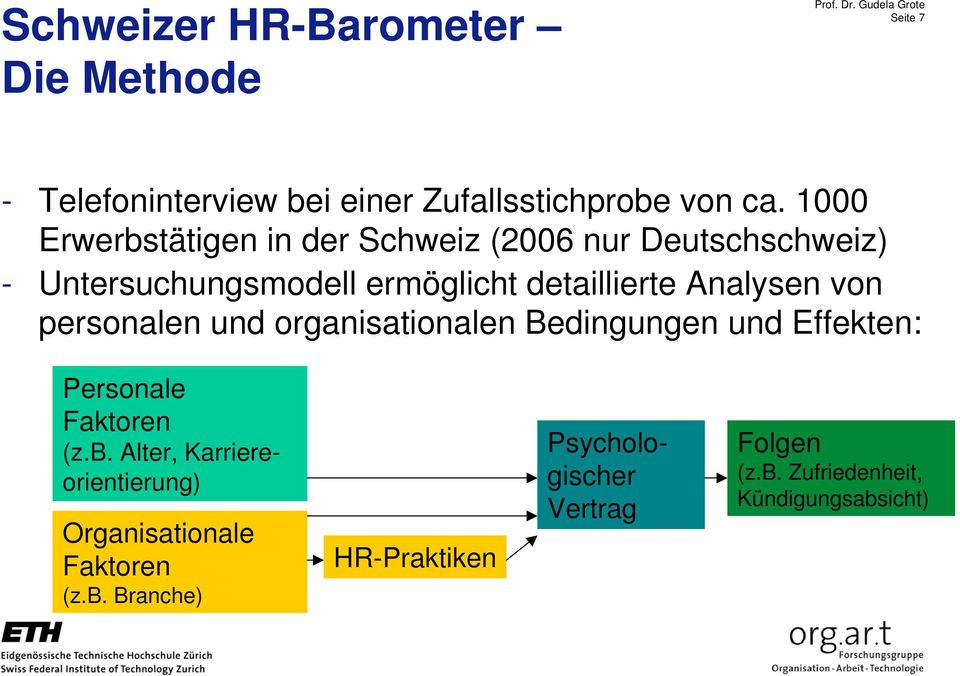 Analysen von personalen und organisationalen Bedingungen und Effekten: Organisationale Faktoren (z.b.