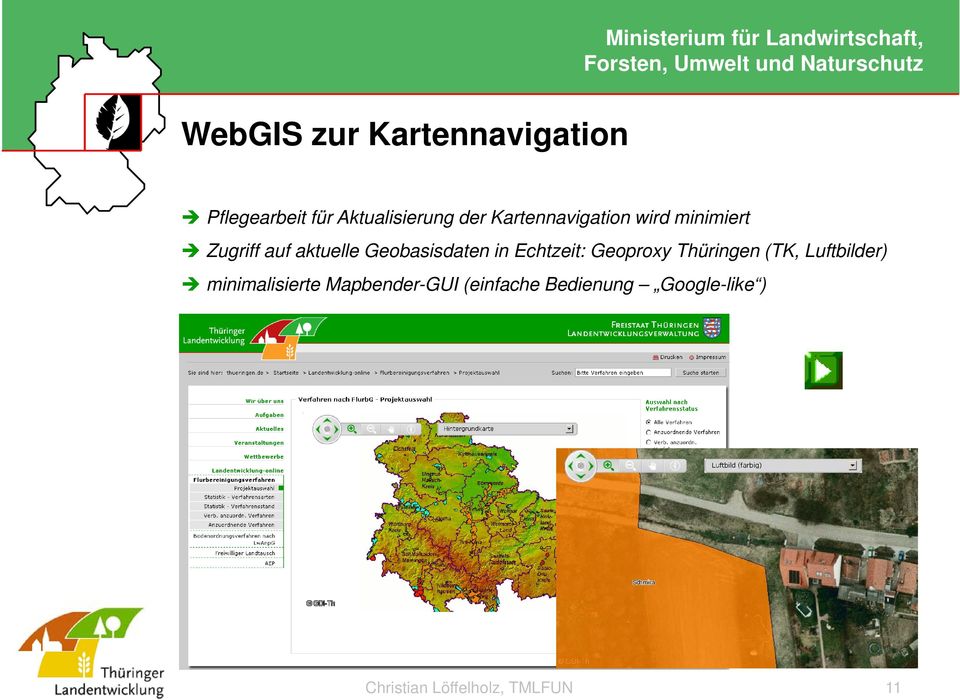 in Echtzeit: Geoproxy Thüringen (TK, Luftbilder) minimalisierte