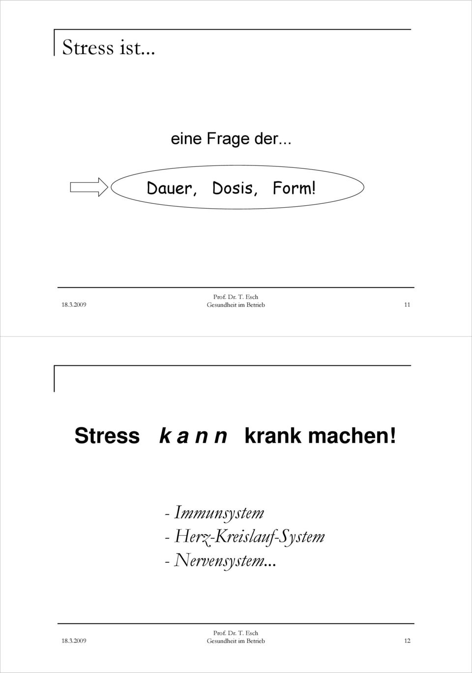 Gesundheit im Betrieb 11 Stress k a n n krank