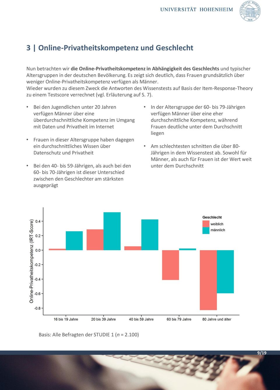 Wieder wurden zu diesem Zweck die Antworten des Wissenstests auf Basis der Item-Response-Theory zu einem Testscore verrechnet (vgl. Erläuterung auf S. 7).