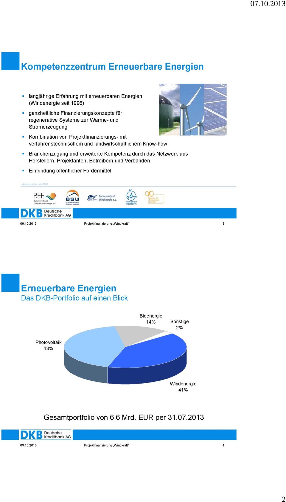 Herstellern, Projektanten, Betreibern und Verbänden Einbindung öffentlicher Fördermittel Mitgliedschaften der DKB 09.10.