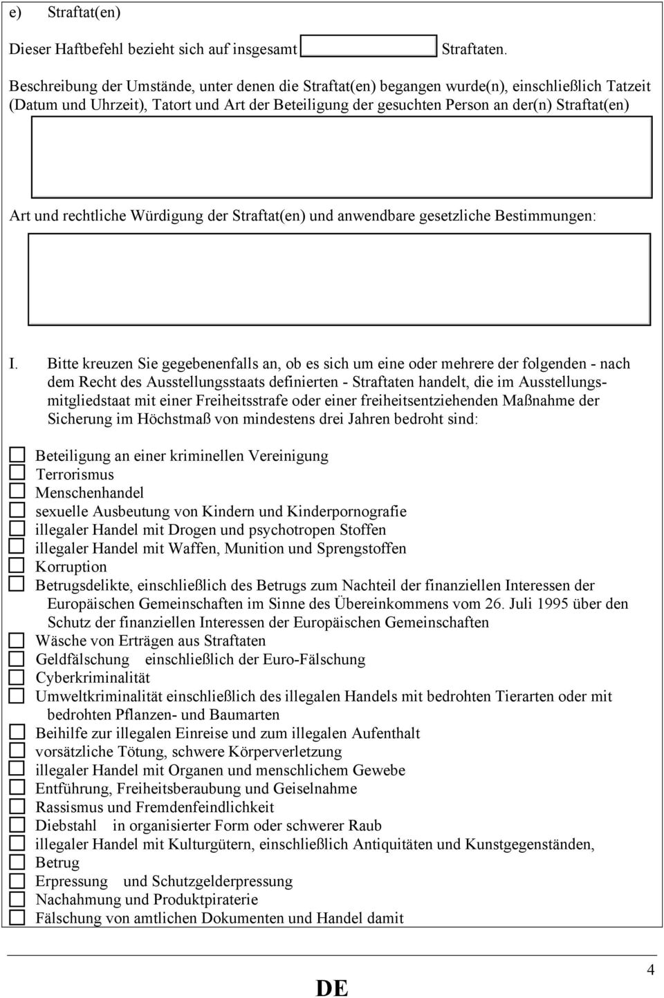 und rechtliche Würdigung der Straftat(en) und anwendbare gesetzliche Bestimmungen: I.