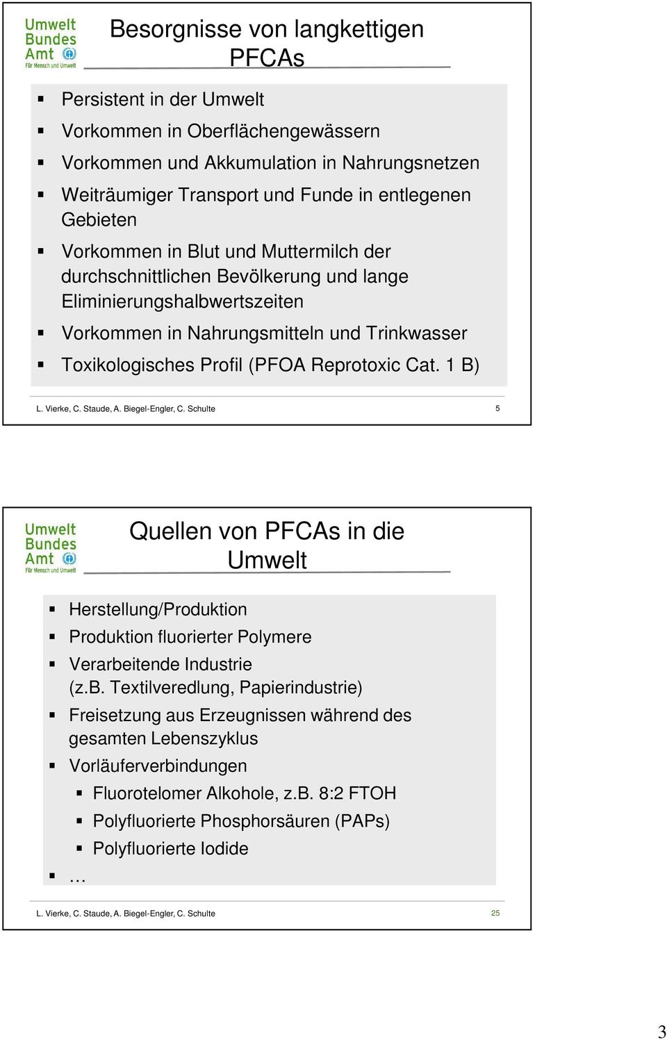 Toxikologisches Profil (PFOA Reprotoxic Cat. 1 B) 5 Quellen von PFCAs in die Umwelt Herstellung/Produktion Produktion fluorierter Polymere Verarbe
